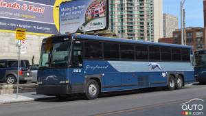 A Greyhound bus in Toronto