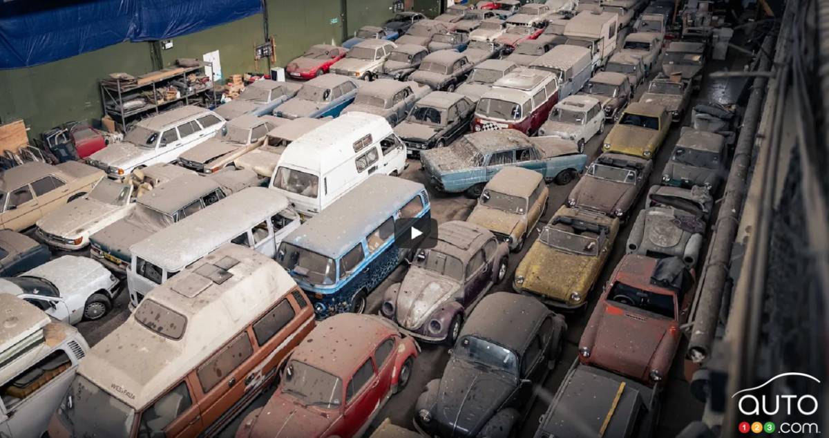 Hangar Housing 174 Vintage Cars Shown in London Prior to Auction