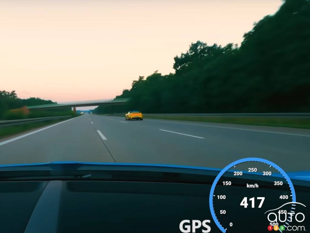 The Bugatti Chiron hitting 417 km/h