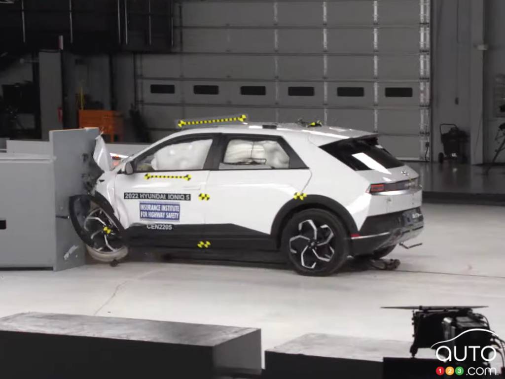 The 2022 Hyundai Ioniq 5 during a collision test