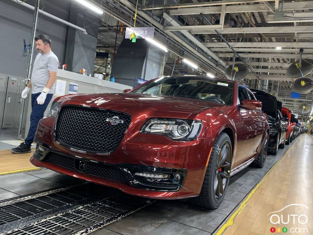The last Chrysler 300C on the assembly line at Stellantis' Brampton plant
