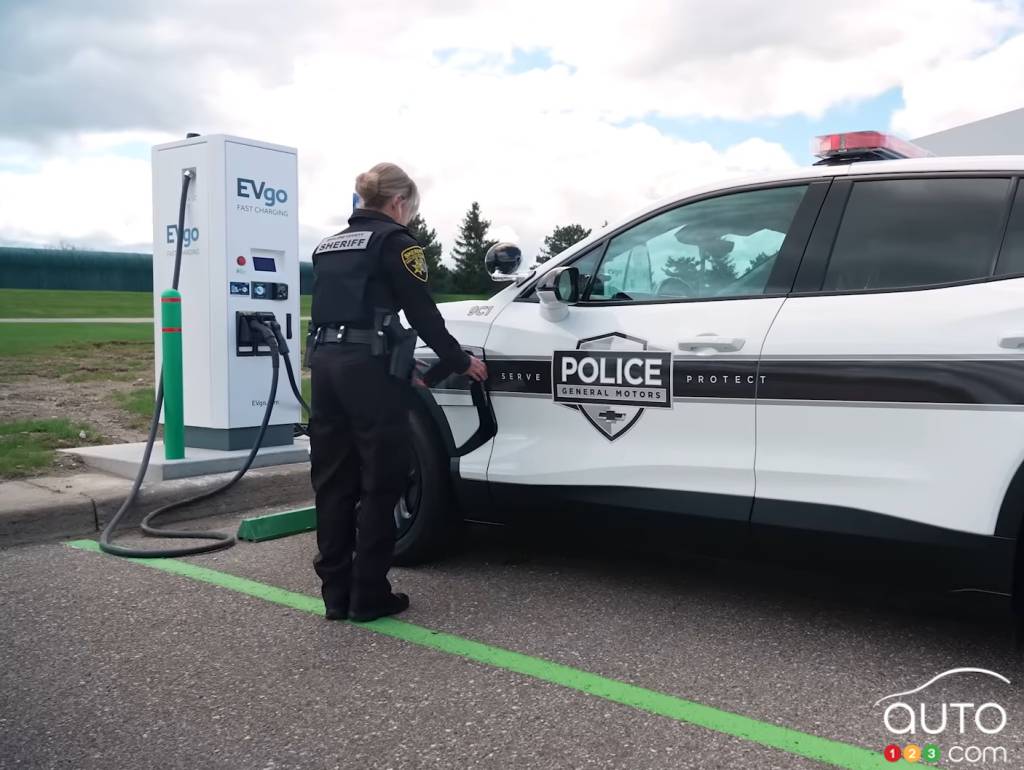 A Chevrolet Blazer EV at the service of a police department