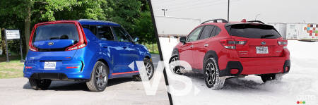 Kia Soul 2020 / Subaru Crosstrek 2020, trois quarts arrière