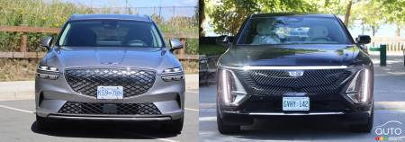 Genesis Electrified GV70 et Cadillac Lyriq, avant