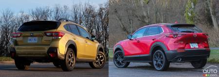 Subaru Crosstrek 2021 / Mazda CX-30 2021, trois quarts arrière