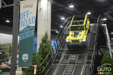 At the Jeep kiosk at the Detroit Auto Show