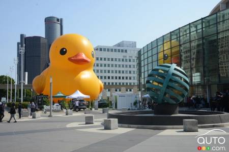 Outside the Detroit Auto Show