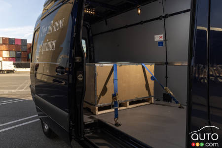 The 2024 Mercedes-Benz eSprinter, interior, from side door