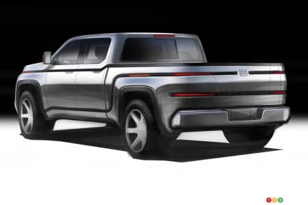 Lordstown Endurance, three-quarters rear