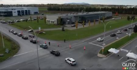 A portion of the parade of electric vehicles