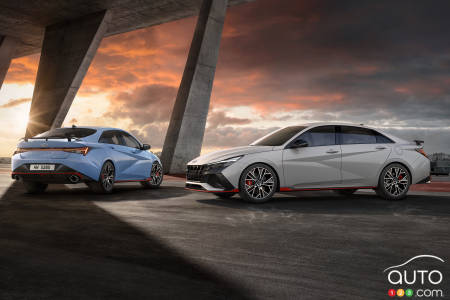 2022 Hyundai Elantra N (Europe), in blue and in white
