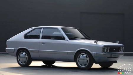 Hyundai Pony Heritage EV, three-quarters front