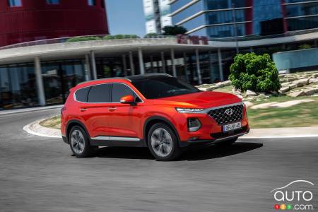 2020 Hyundai Santa Fe, on the road