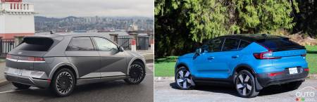 2022 Hyundai Ioniq 5 / 2022 Volvo C40 Recharge, three-quarters rear