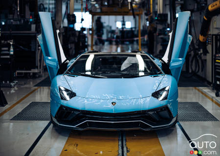 The Lamborghini Aventador, doors open