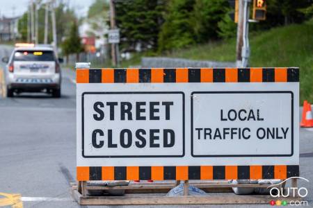 Road closing sign