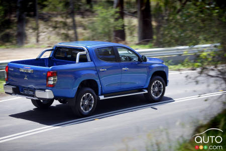 A Mitsubishi Triton on the road, in Australia