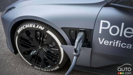 The Polestar 5 charging at super high speed