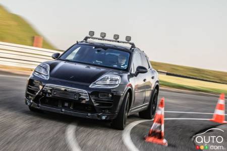 The future all-electric Porsche Macan, on the track