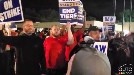 Striking UAW members, last October