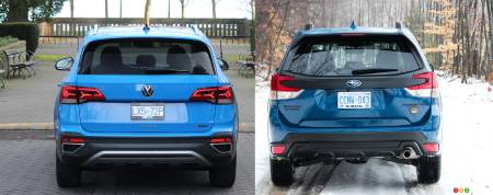 2022 Volkswagen Taos vs 2022 Subaru Forester - Rear
