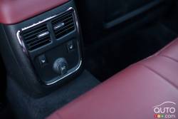 Heated rear seat controls and rear power outlet