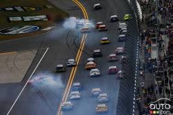 Multi-car collision during the Daytona 500.
