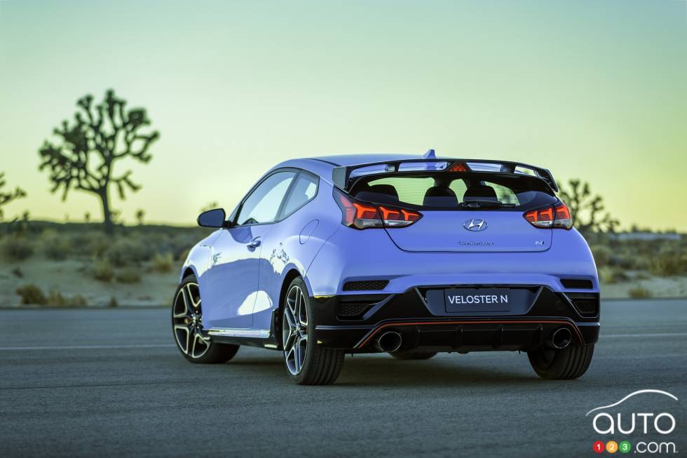 3/4 rear view of the 2019 Veloster N