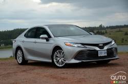 3/4 front view of the 2018 Camry X LE 