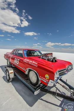 Wayne Whytock of Salt Lake City runs a 1965 F85 Oldsmobile powered by a supercharged 455 cu. in. V8. Top speed is 207.160 mph.