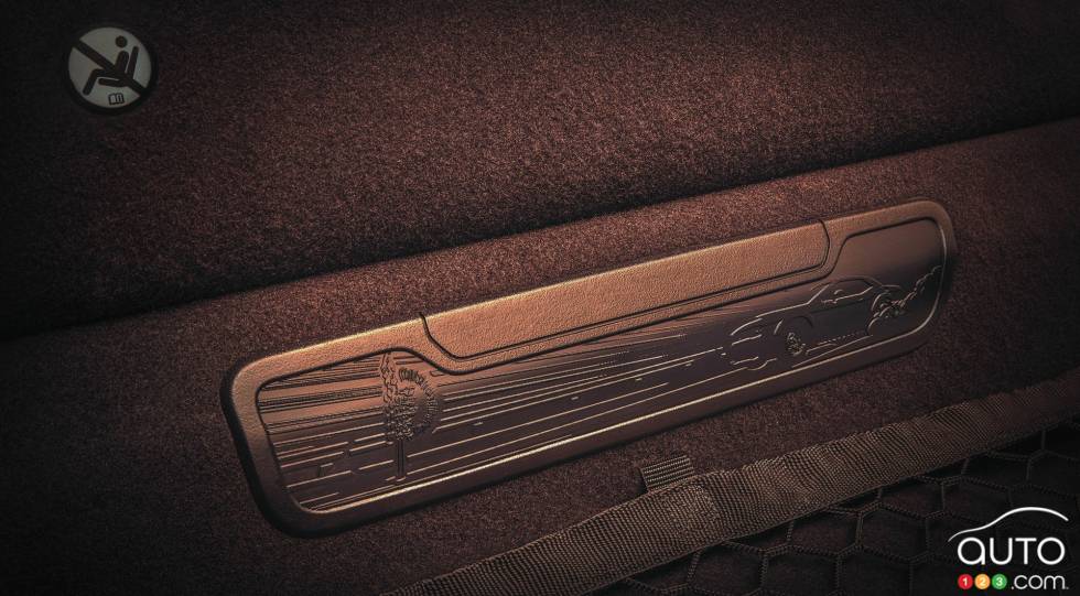 Le couvercle d'accès de suppression de siège arrière Dodge Challenger SRT 2018.