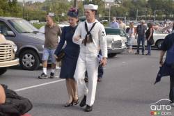 Couple habillé en vêtement des année 40 à l'exposition d'auto Hershey