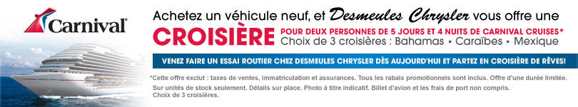 Croisière pour deux personnes à l'achat d'un véhicule neuf