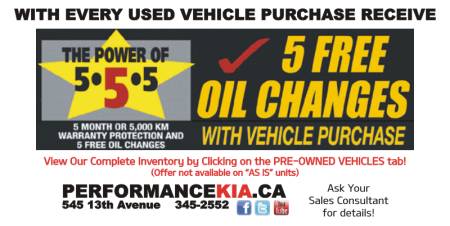 5 FREE Oil Change with Vehicle Purchase!