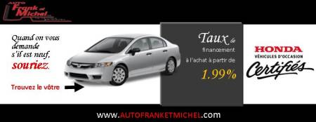 Votre v�hicule vous attend � partir de 1.99% chez Honda d'Auto Frank et Michel de la r�gion de Qu�bec!