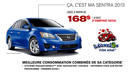 NISSAN SENTRA 2013 - PAQUET NISSAN � L�VIS SUR LA RIVE-SUD DE QU�BEC