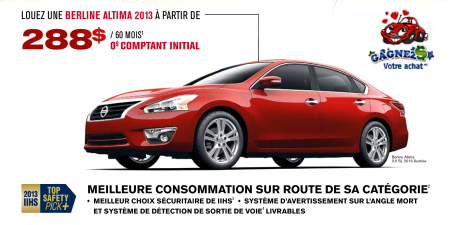 NISSAN ALTIMA 2013 - PAQUET NISSAN � L�VIS SUR LA RIVE-SUD DE QU�BEC