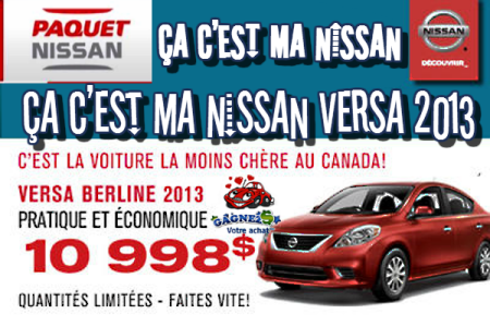 NISSAN VERSA 2013 - PAQUET NISSAN � L�VIS SUR LA RIVE-SUD DE QU�BEC