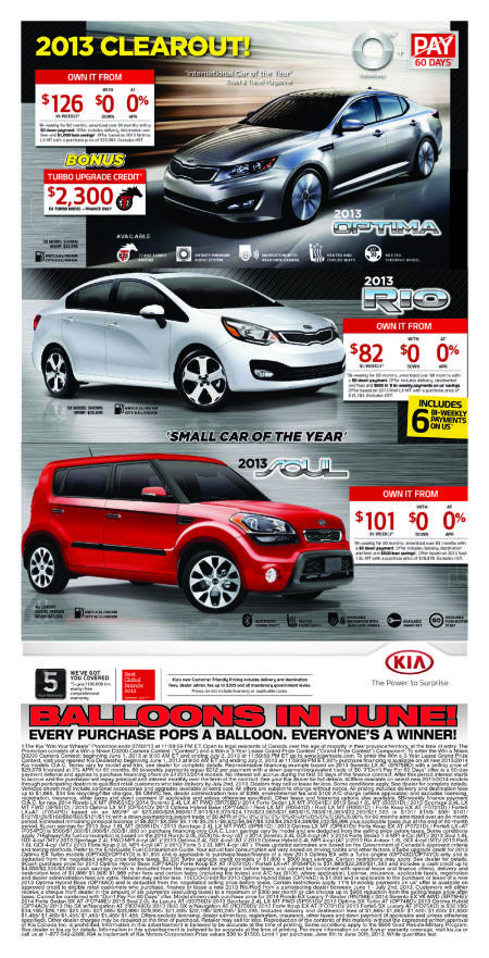 2013 Kia Model Clearout! Win with Balloons in June!