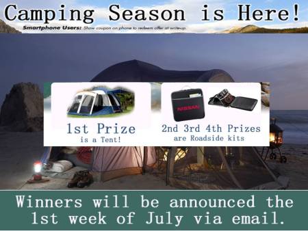 Win a hatch tent or a road side safety kit