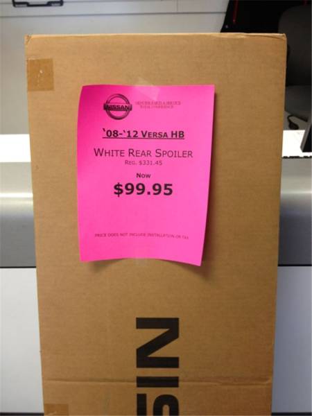 Front counter parts special Rear Spoiler for 2008 to 2012 Versa HB White