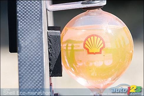 This could be the fuel tank of the future according to students competing at the 2009 Shell Eco-marathon Americas challenge. Many of the more than 500 students that competed from across North and South America used a similar size fuel tank that holds 250 mL.