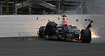 IRL: E.J. Viso makes contact with the wall at Indianapolis