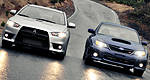 Mitsubishi Lancer Evolution 2010 vs Subaru WRX STI 2011 (vidéo)