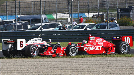 The incident between Ryan Briscoe and Dario Franchitti. 