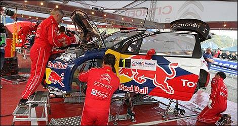 Broken engine on Sebastien Loeb's Citroen. (Photo: WRC)