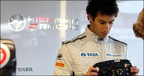 In 2011, Ricciardo got a chance to learn the ropes at HRT – he even knows what the buttons on the steering wheel are for (Photo: HRT)