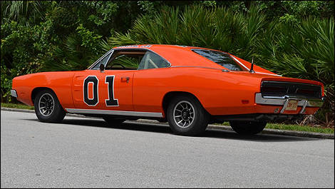 1969 Dodge Charger General Lee rear 3/4 view