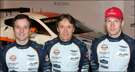 Les pilotes Aston Martin dans l'ordre - Darren Turner, Adrian Fernandez et Stefan Mücke (Photo: Aston Martin Racing)