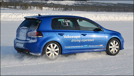 2012 Volkswagen Golf R rear 3/4 view